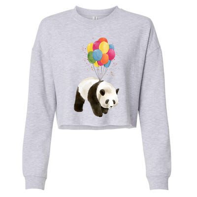 Happy Celebration Panda Balloon Cropped Pullover Crew