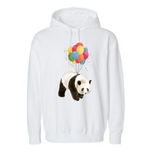 Happy Celebration Panda Balloon Garment-Dyed Fleece Hoodie