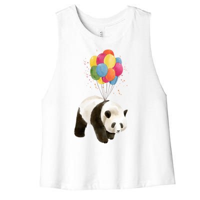 Happy Celebration Panda Balloon Women's Racerback Cropped Tank