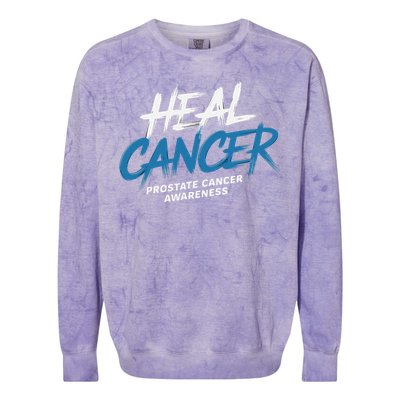 Heal Cancer Prostate Cancer Awareness Month Ribbon Colorblast Crewneck Sweatshirt