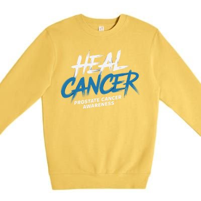 Heal Cancer Prostate Cancer Awareness Month Ribbon Premium Crewneck Sweatshirt