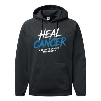 Heal Cancer Prostate Cancer Awareness Month Ribbon Performance Fleece Hoodie