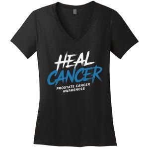 Heal Cancer Prostate Cancer Awareness Month Ribbon Women's V-Neck T-Shirt