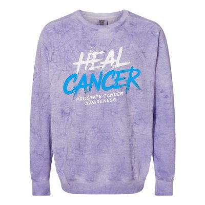 Heal Cancer Prostate Cancer Awareness Month Ribbon Colorblast Crewneck Sweatshirt