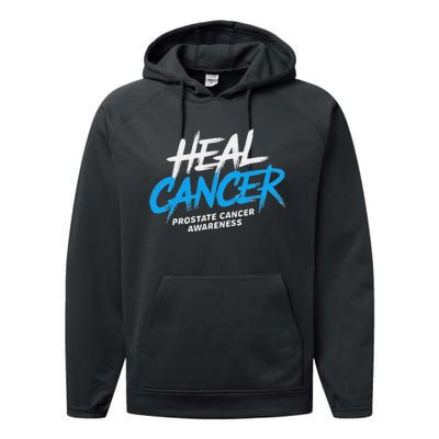 Heal Cancer Prostate Cancer Awareness Month Ribbon Performance Fleece Hoodie