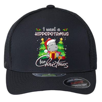 Hippopotamus Christmas Plush Toy Flexfit Unipanel Trucker Cap