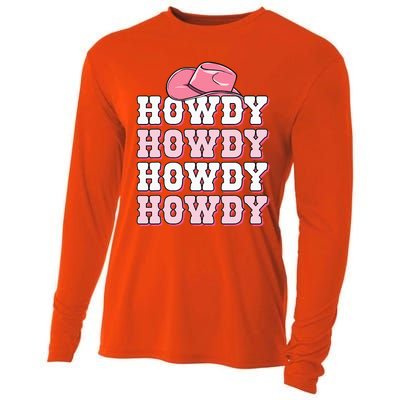 Howdy Cow Print Western Country Cowgirl Texas Rodeo Cooling Performance Long Sleeve Crew