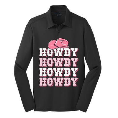 Howdy Cow Print Western Country Cowgirl Texas Rodeo Silk Touch Performance Long Sleeve Polo