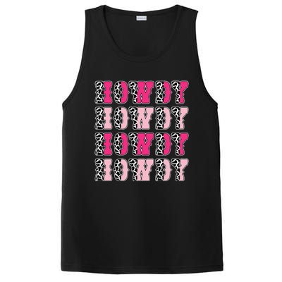 Howdy Cow Print Western Country Cowgirl Texas Rodeo PosiCharge Competitor Tank