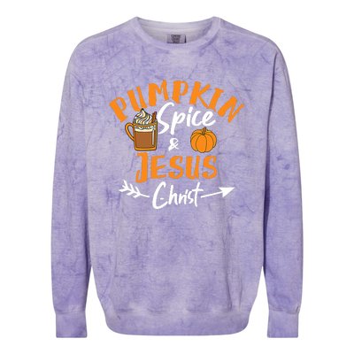 Halloween Christian Pumpkin Spice And Jesus Christ Fall Leaf Colorblast Crewneck Sweatshirt