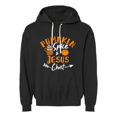 Halloween Christian Pumpkin Spice And Jesus Christ Fall Leaf Garment-Dyed Fleece Hoodie