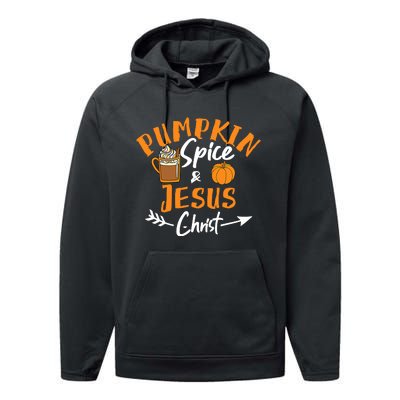 Halloween Christian Pumpkin Spice And Jesus Christ Fall Leaf Performance Fleece Hoodie