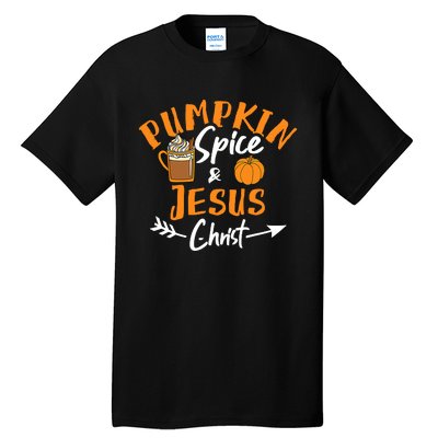 Halloween Christian Pumpkin Spice And Jesus Christ Fall Leaf Tall T-Shirt