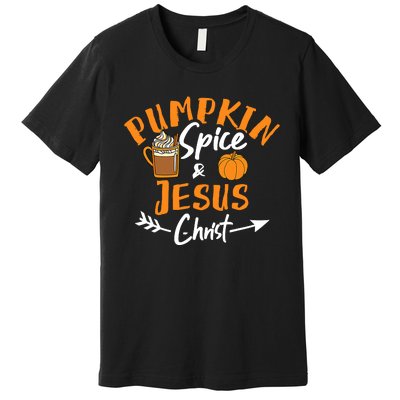 Halloween Christian Pumpkin Spice And Jesus Christ Fall Leaf Premium T-Shirt