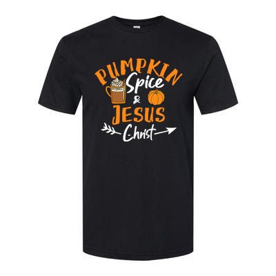 Halloween Christian Pumpkin Spice And Jesus Christ Fall Leaf Softstyle CVC T-Shirt