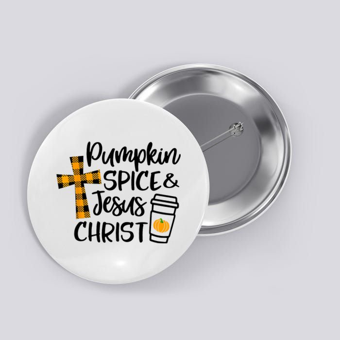 Halloween Christian Pumpkin Spice And Jesus Christ Fall Leaf Button