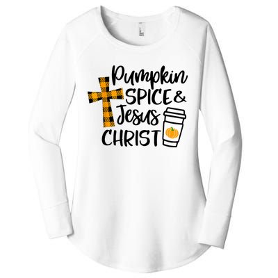 Halloween Christian Pumpkin Spice And Jesus Christ Fall Leaf Women's Perfect Tri Tunic Long Sleeve Shirt