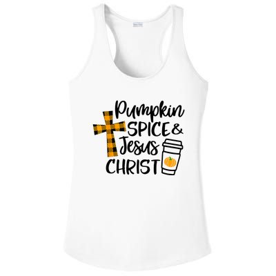 Halloween Christian Pumpkin Spice And Jesus Christ Fall Leaf Ladies PosiCharge Competitor Racerback Tank