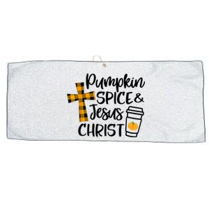 Halloween Christian Pumpkin Spice And Jesus Christ Fall Leaf Large Microfiber Waffle Golf Towel