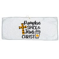 Halloween Christian Pumpkin Spice And Jesus Christ Fall Leaf Large Microfiber Waffle Golf Towel