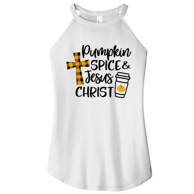 Halloween Christian Pumpkin Spice And Jesus Christ Fall Leaf Women’s Perfect Tri Rocker Tank