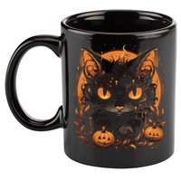 Halloween Cat Pumpkins 11oz C Handle Ceramic Mug