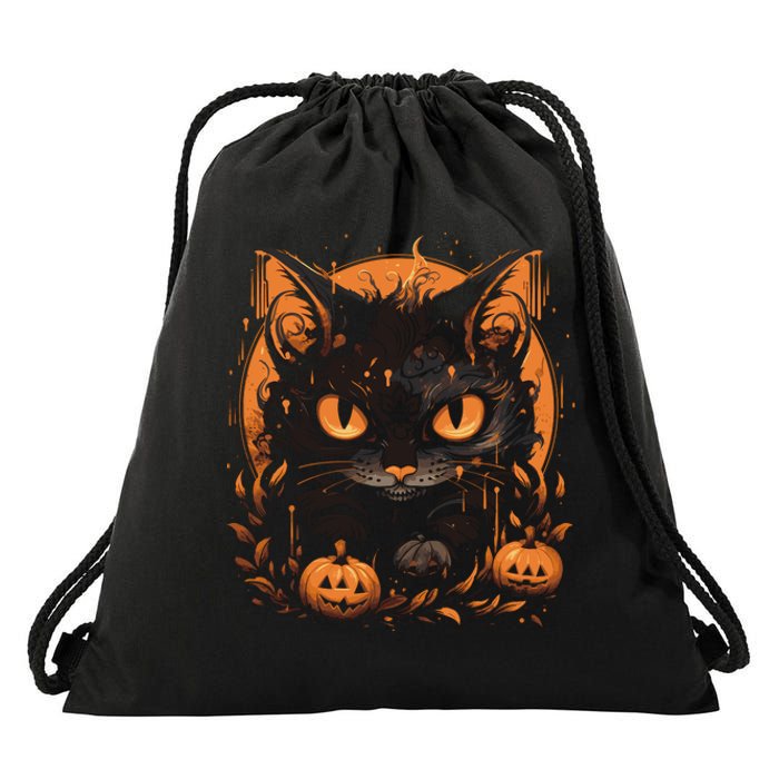 Halloween Cat Pumpkins Drawstring Bag