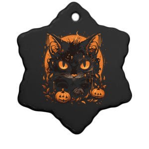 Halloween Cat Pumpkins Ceramic Star Ornament