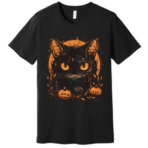 Halloween Cat Pumpkins Premium T-Shirt