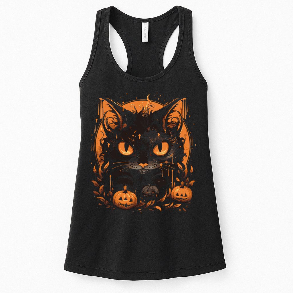 Halloween Cat Pumpkins Womens Tank Top