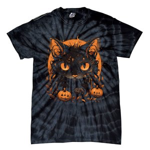 Halloween Cat Pumpkins Tie-Dye T-Shirt