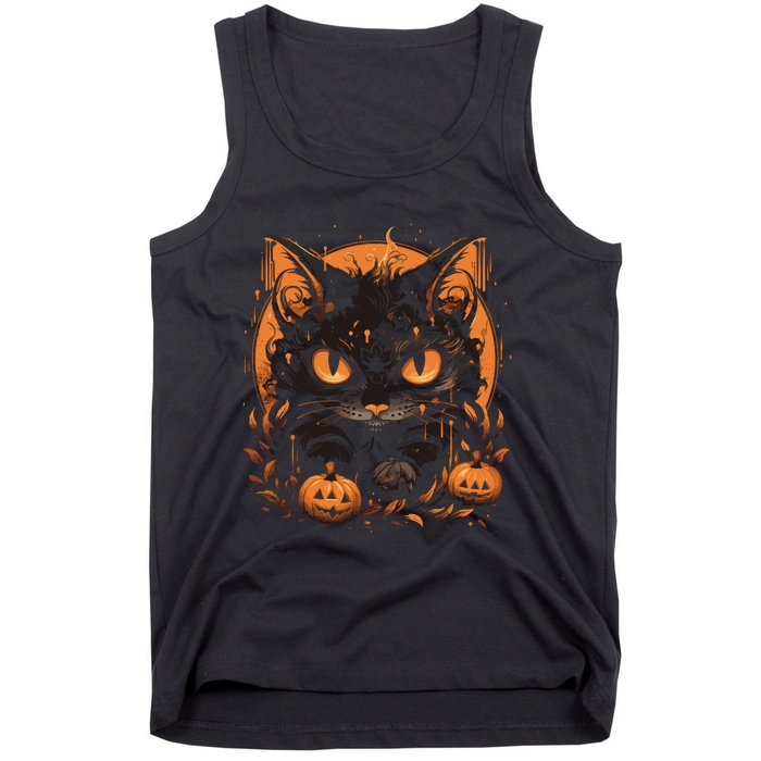 Halloween Cat Pumpkins Tank Top