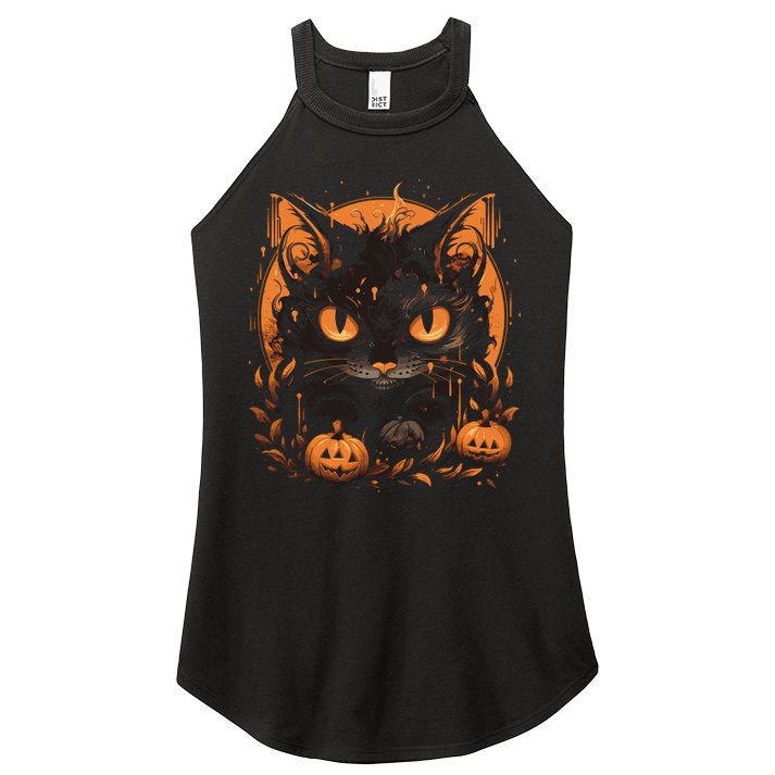 Halloween Cat Pumpkins Women's Perfect Tri Rocker Tank