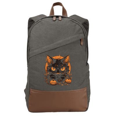 Halloween Cat Pumpkins Cotton Canvas Backpack