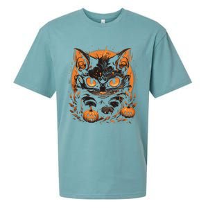 Halloween Cat Pumpkins Sueded Cloud Jersey T-Shirt