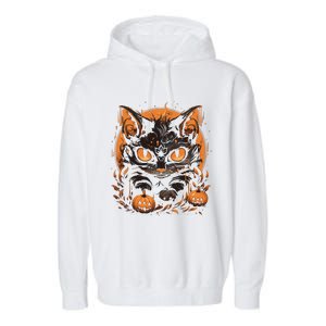 Halloween Cat Pumpkins Garment-Dyed Fleece Hoodie