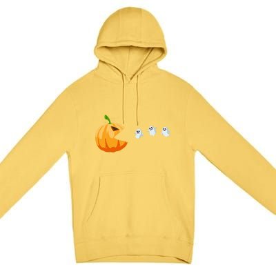 Halloween Costume Pumpkin Eating Ghosts Gift Premium Pullover Hoodie