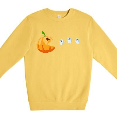 Halloween Costume Pumpkin Eating Ghosts Gift Premium Crewneck Sweatshirt