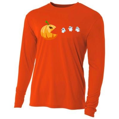 Halloween Costume Pumpkin Eating Ghosts Gift Cooling Performance Long Sleeve Crew