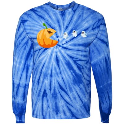 Halloween Costume Pumpkin Eating Ghosts Gift Tie-Dye Long Sleeve Shirt