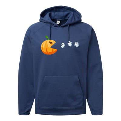 Halloween Costume Pumpkin Eating Ghosts Gift Performance Fleece Hoodie