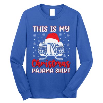 Hockey Christmas Pajama Gift Long Sleeve Shirt