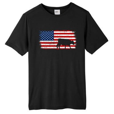 Hereford Cow Patriotic American Flag Vintage Gift Tall Fusion ChromaSoft Performance T-Shirt