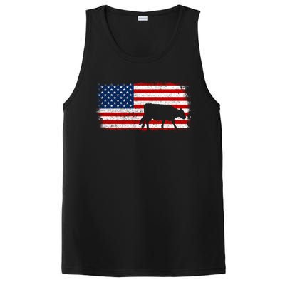 Hereford Cow Patriotic American Flag Vintage Gift PosiCharge Competitor Tank