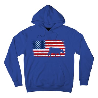 Hereford Cow Patriotic American Flag Vintage Gift Hoodie