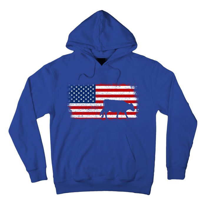 Hereford Cow Patriotic American Flag Vintage Gift Hoodie