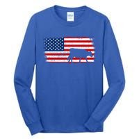 Hereford Cow Patriotic American Flag Vintage Gift Tall Long Sleeve T-Shirt