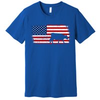 Hereford Cow Patriotic American Flag Vintage Gift Premium T-Shirt