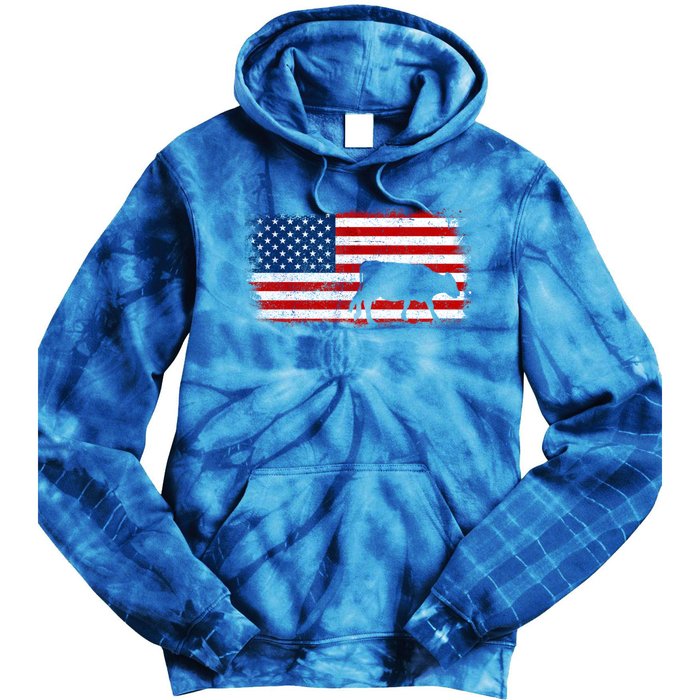 Hereford Cow Patriotic American Flag Vintage Gift Tie Dye Hoodie