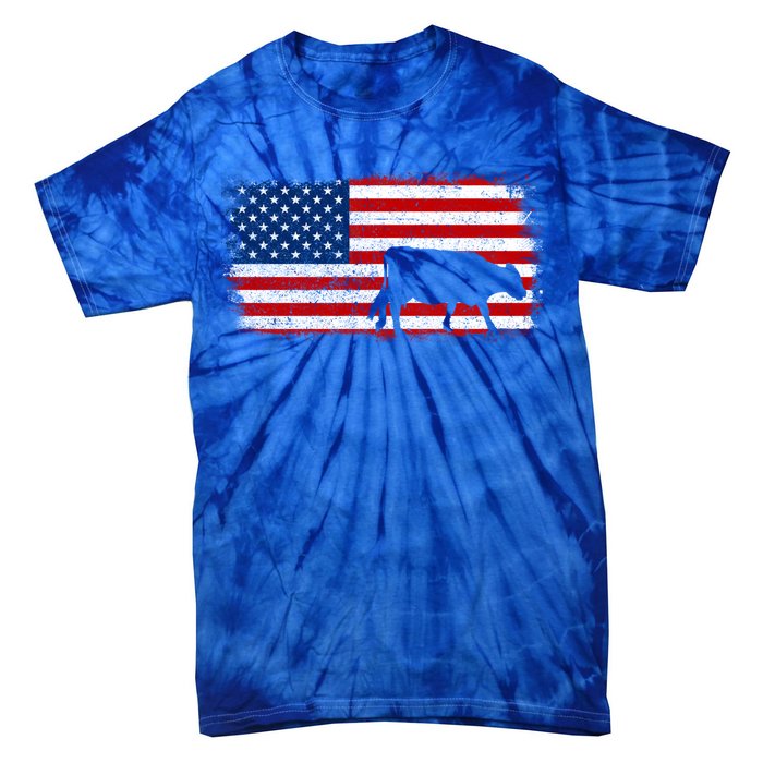 Hereford Cow Patriotic American Flag Vintage Gift Tie-Dye T-Shirt